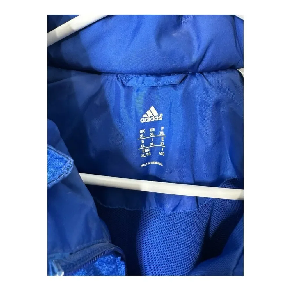 Adidas DRIVE 2 ALL WEATHER Hooded Blue & Black windbreaker Track jacket Sz XL
